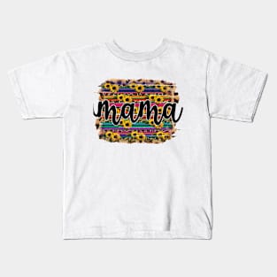 Mama cheetah serape sunflower Kids T-Shirt